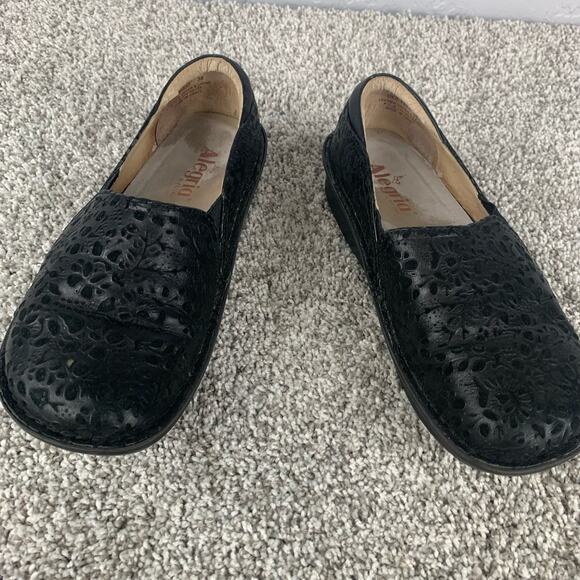 Alegria Debra Delicut Shoes Womens Size 8 8.5 Black Leather Clog Slip On - Picture 1 of 11